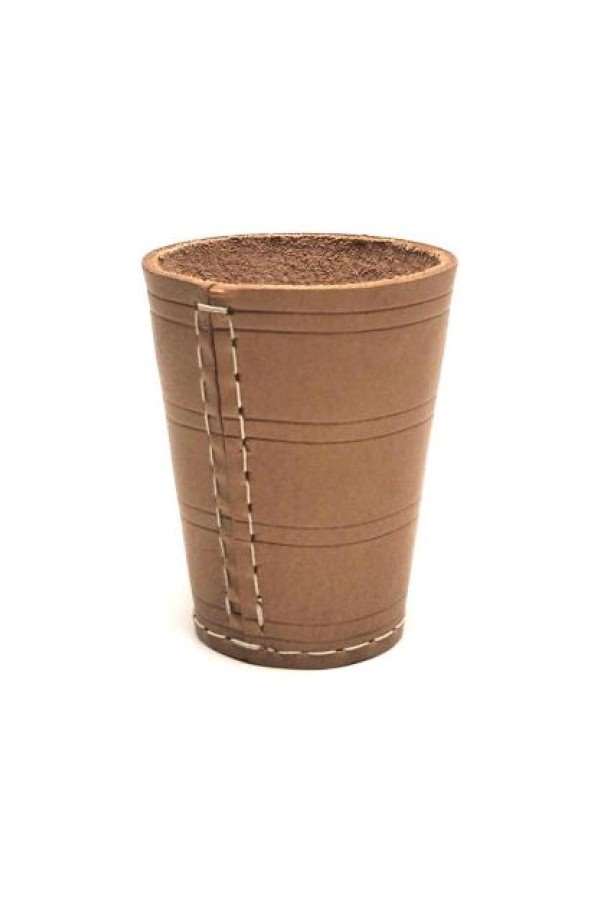Dobbelbeker 10x8 cm.tuigleder naturel