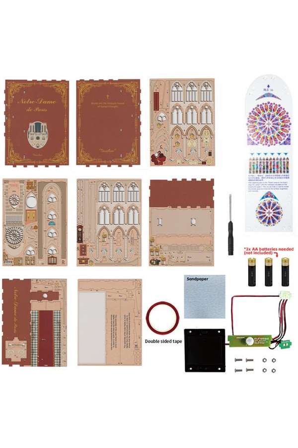 DIY Book Nook "Notre Dame de Paris" boekensteun/interieurtje, 3D bouwpakket huisje - Image 3