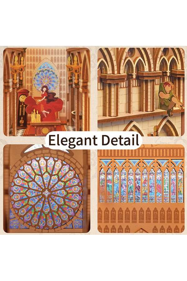 DIY Book Nook "Notre Dame de Paris" boekensteun/interieurtje, 3D bouwpakket huisje - Image 4