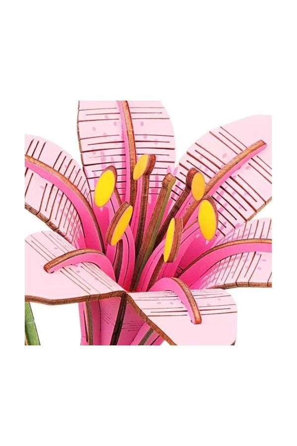 3D Modelbouwpakket DIY Houten Bloem Pink Lily, Roze Lelie – Bild 2