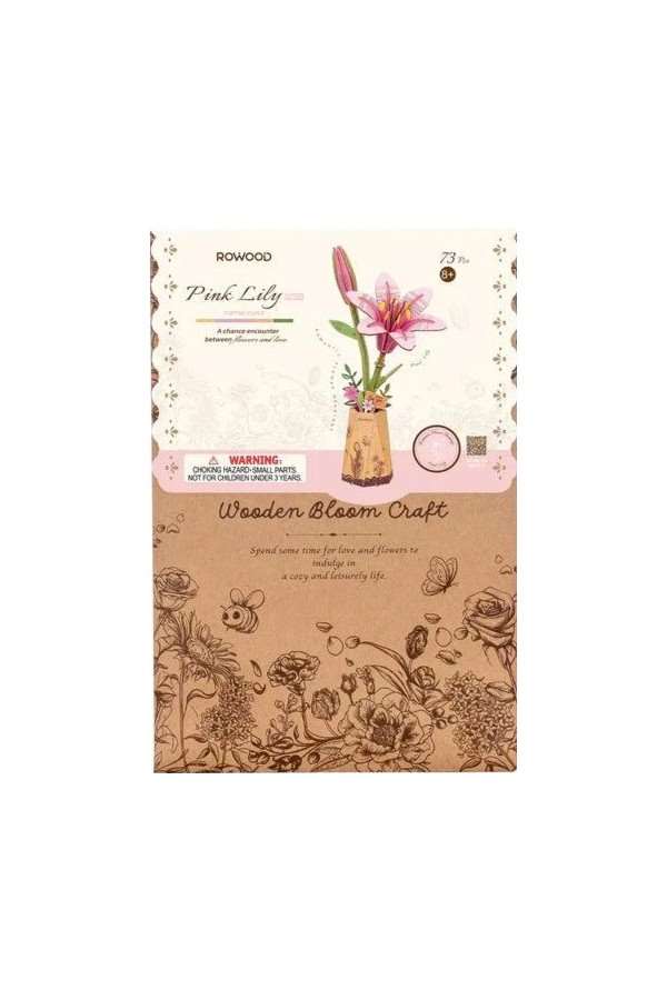 3D Modelbouwpakket DIY Houten Bloem Pink Lily, Roze Lelie – Bild 4