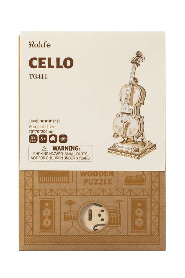 Robotime DIY Houten Puzzel 3D Muziekinstrument Cello - Image 2