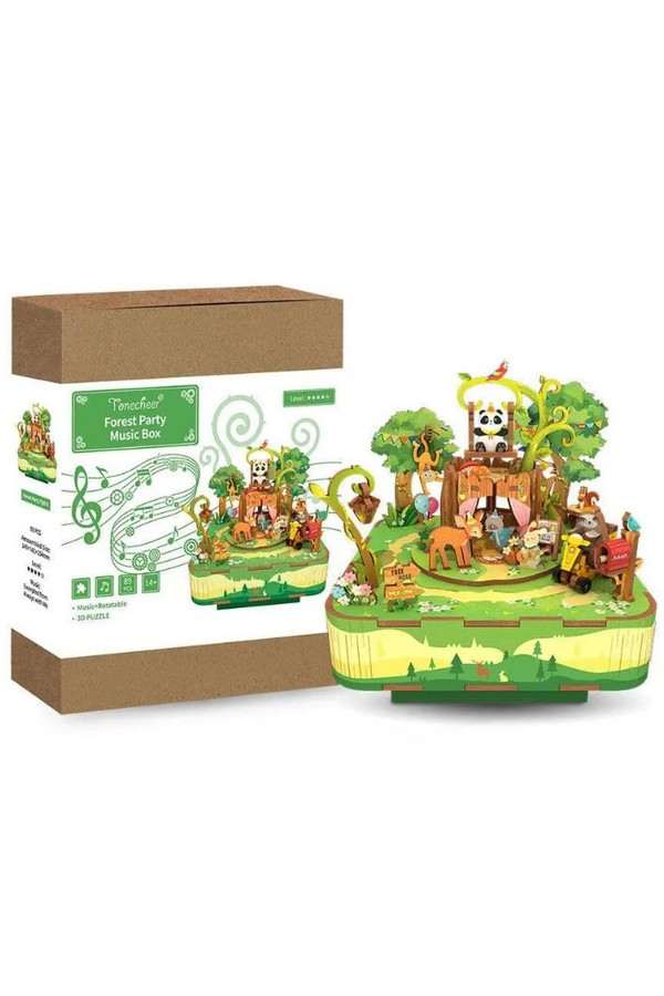 Muziekdoosje DIY 3D Houten, Forest Party