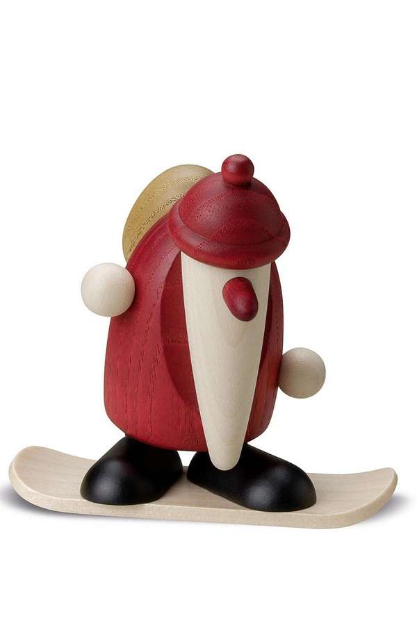 Kerstman op snowboard