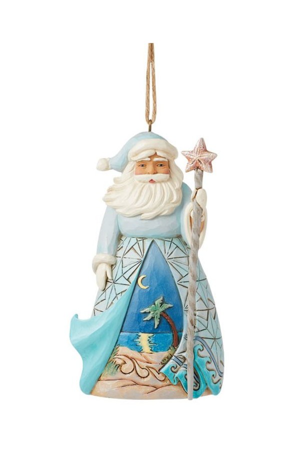 Santa with Star Fish Cane Hanging Ornament