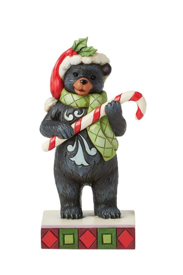 Beary Merry Christmas (Lodge Black Bear with Candy Cane)
