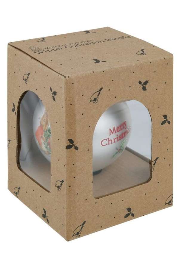 Peter Rabbit and Flopsy Holding Holly Wreath Bauble kerstbal - Afbeelding 2