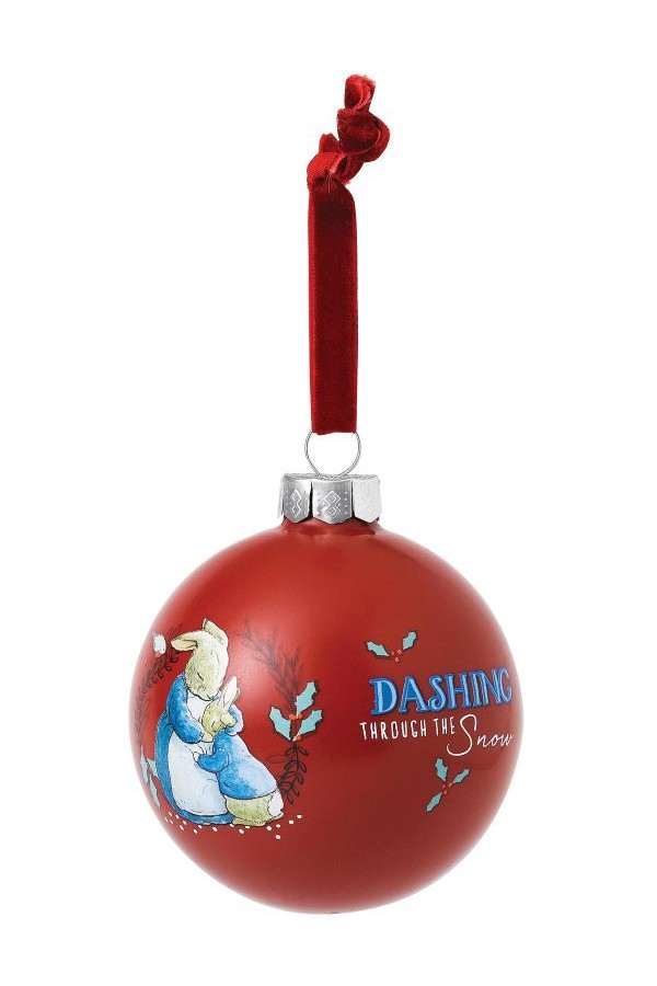 Mrs. Rabbit & Peter Rabbit Merry Christmas Bauble kersbal