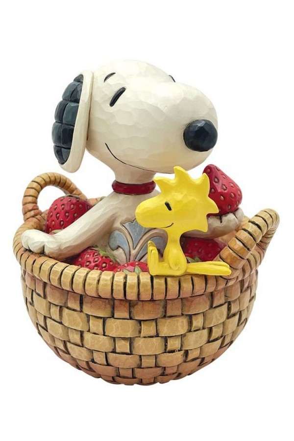 Snoopy in Mand met aardbeien