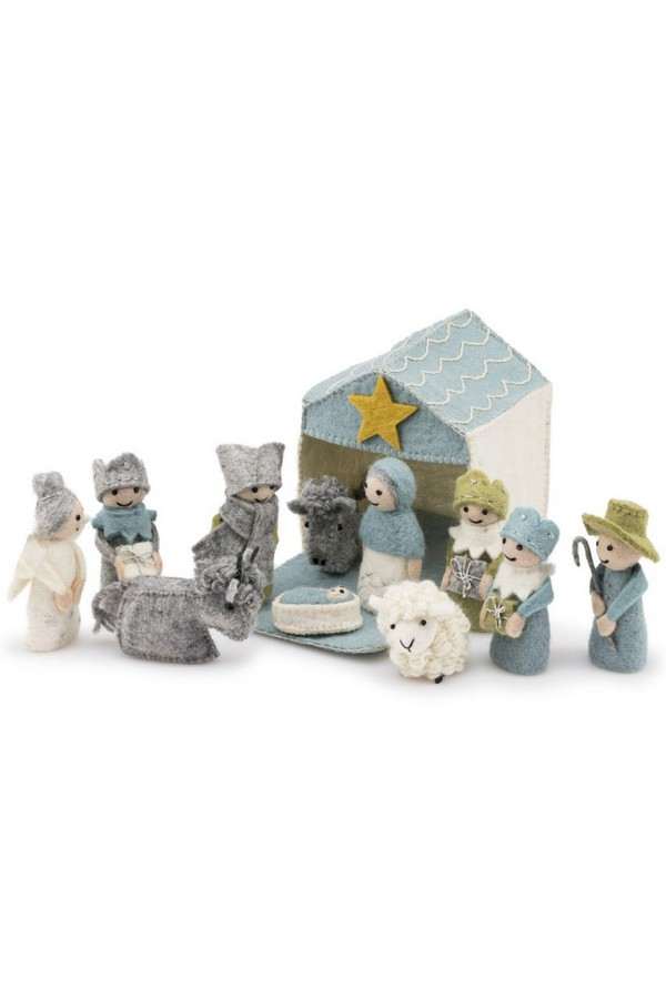 Kerststal IJsblauw-Wit