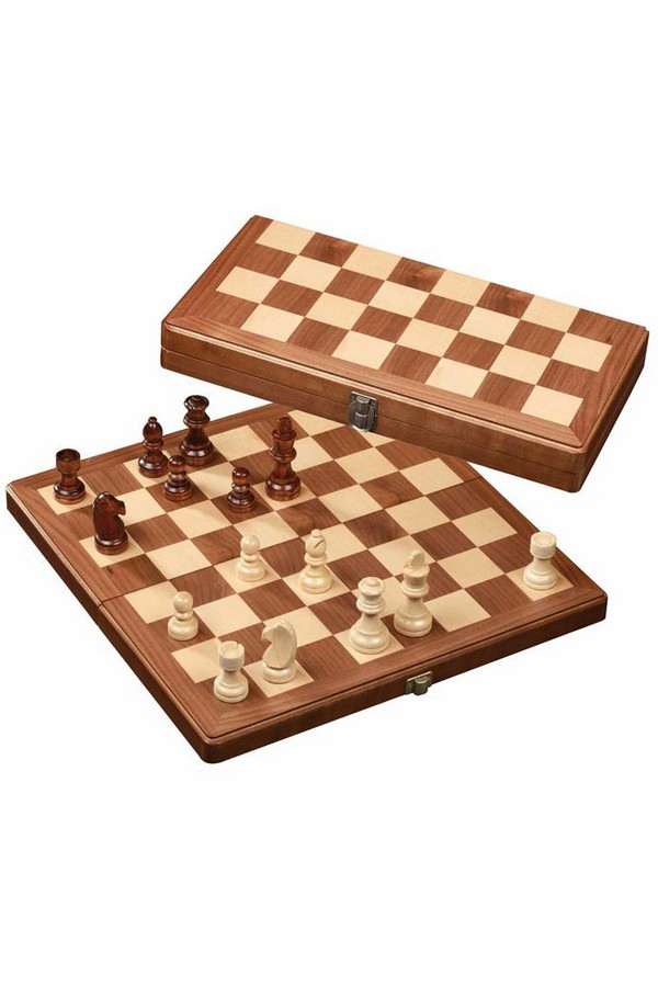 Schaak Kassette Walnoot Groot Veld 42 mm, Koningshoogte 80 mm