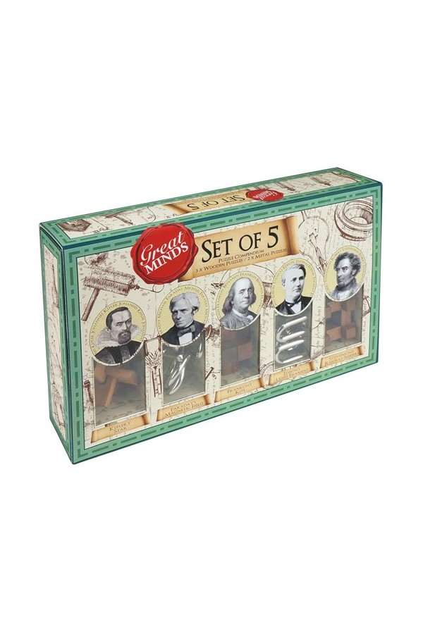 Breinbreker Great Minds van 5 (3x Houten en 2x Metalen) Puzzels, Logica Giochi