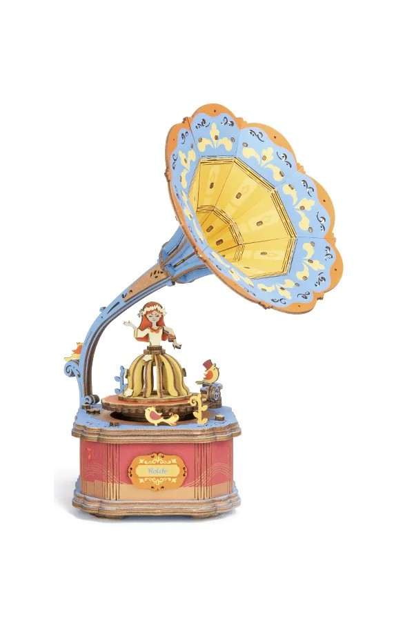 Robotime, Muziekdoos Hout DIY 3D Puzzel Vintage Gramophone