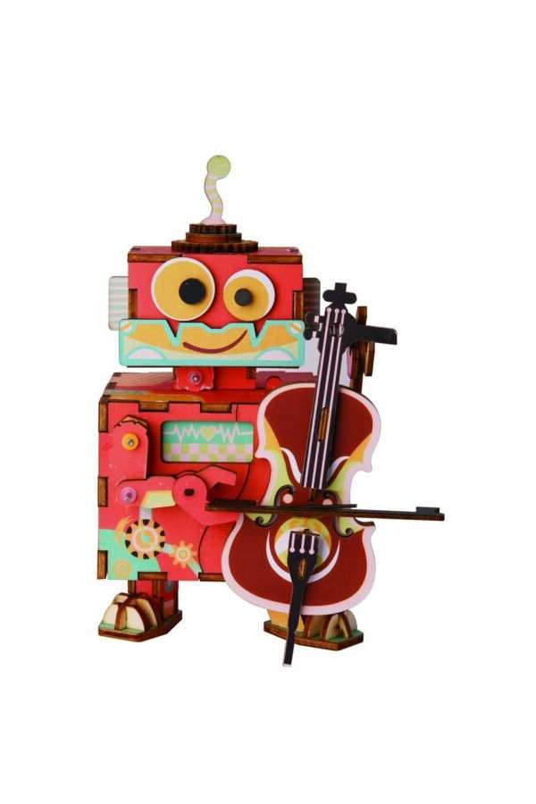 Robotime, Muziekdoos Hout DIY 3D Little Preformer Robot cello
