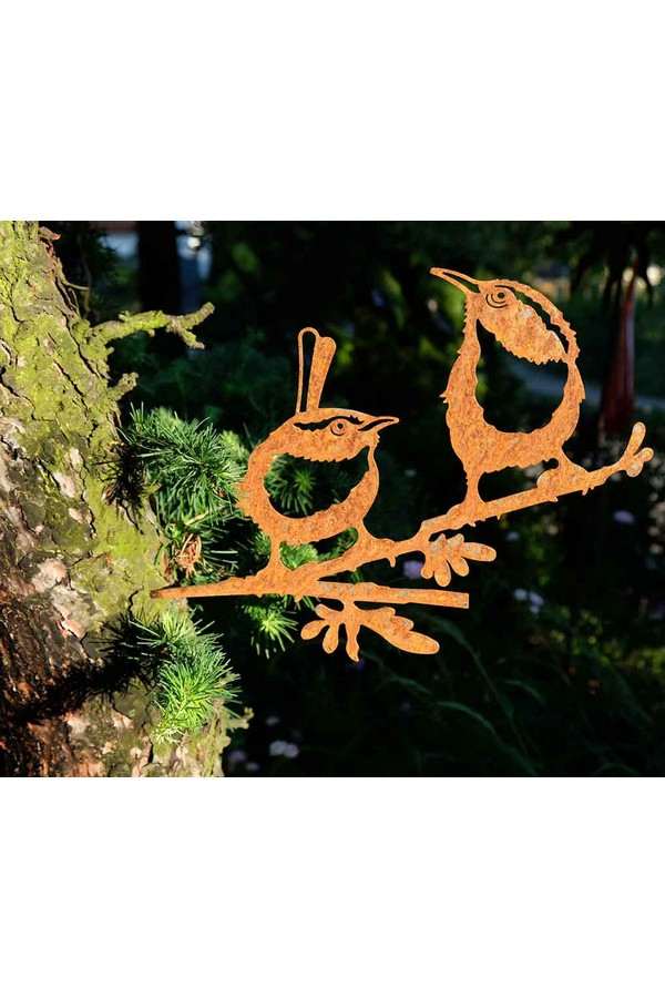 Geluksvogel Winterkoning paartje Roest metaal