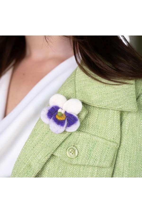 BROCHE Viooltje Wit-Lila
