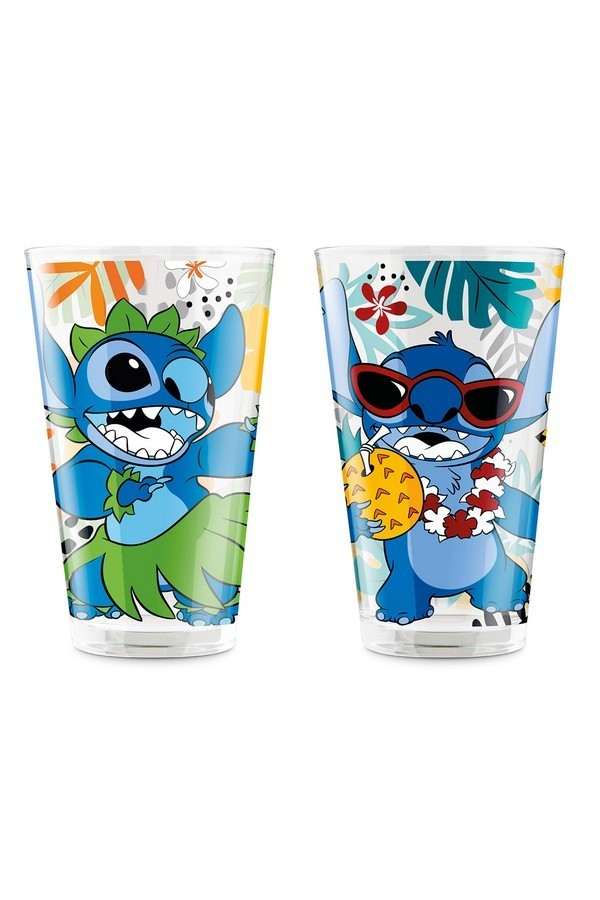 Disney, drinkglas, Stitch, Set van 2 stuks