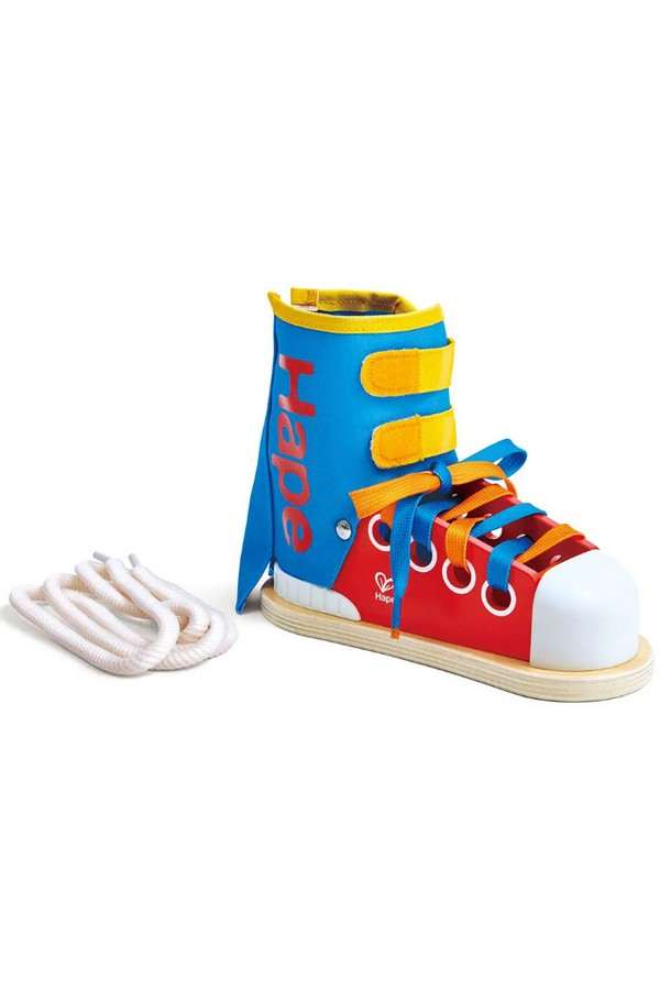 Leren veterstrikken oefensneaker
