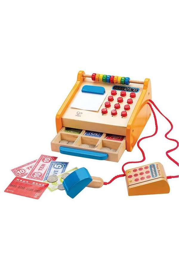 Houten speelgoed kassa