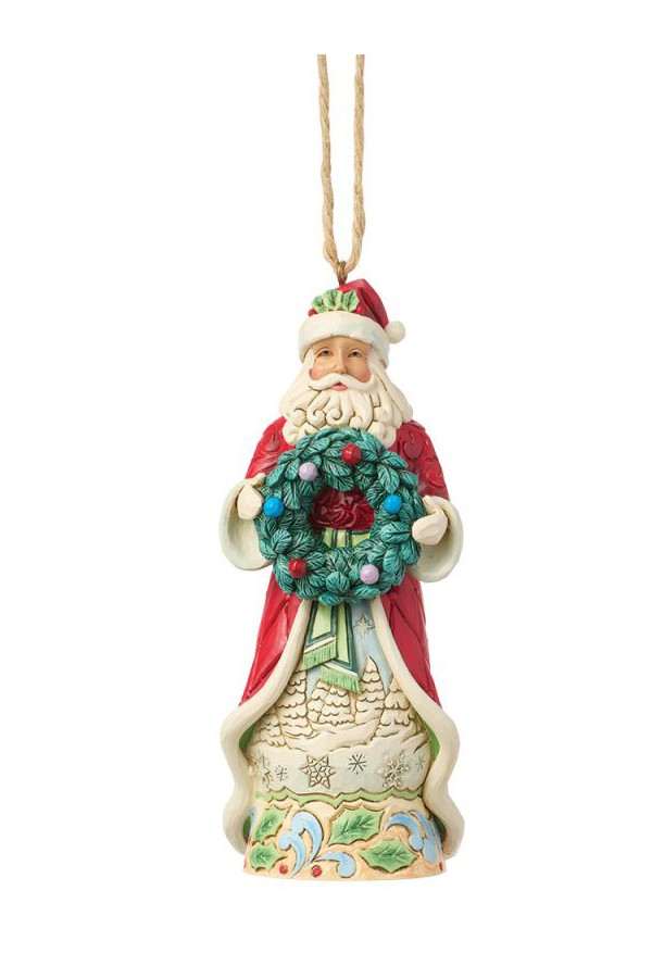 Kerstman met krans als hangversiering van Heartwood Creek