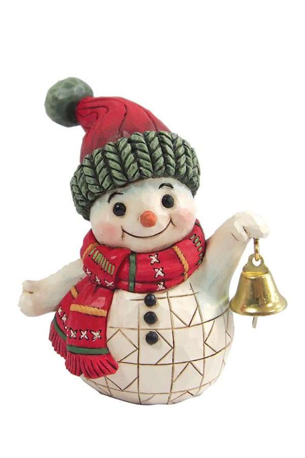 Sneeuwpop met bel – beeldje van Heartwood Creek