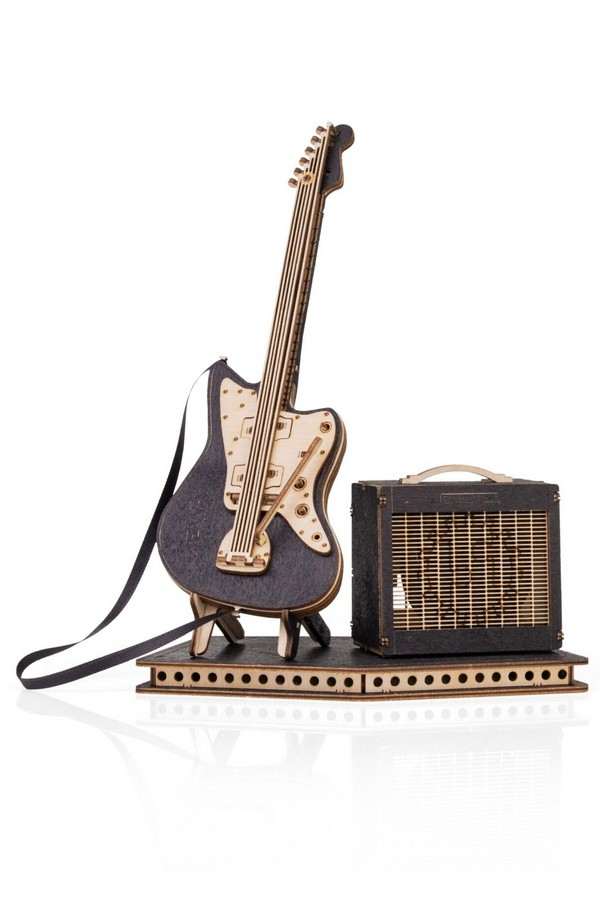 3D Houten Puzzel, Black Guitar, Electrische gitaar DIY